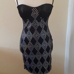 Vintage 90s velour holographic sequin mini dress size small